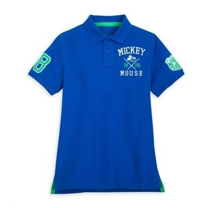 Mickey Mouse Collegiate Slim Fit Blue Polo Shirt for Adults Mens Size Small S